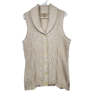 Woolrich Stone Heather Cotton/Ramie Button Front Knit Vest Size Medium